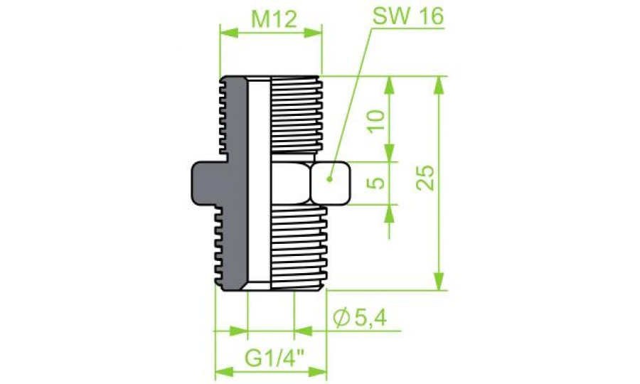 Double Nipple, Male Thread 1/4