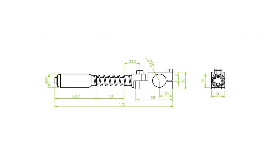 Adjustable Angle Arm, Spring Loaded, 20mm Clamping
