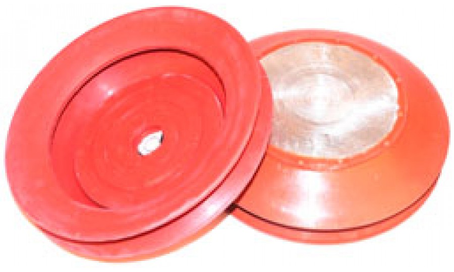 Bellows Suction Cup, D = 200 mm, 1.5 Folds, Metal Support Without Borehole, Vulcanized, NR Red